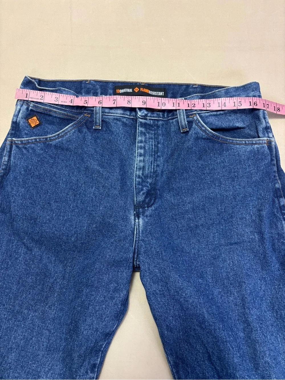 Wrangler Flame Resistant Men's Straight-Leg Blue Denim Jeans Size 33 x 30